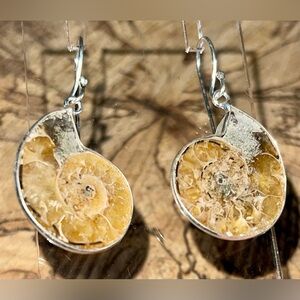 Earthy Ammonite Earrings 1 1/2”